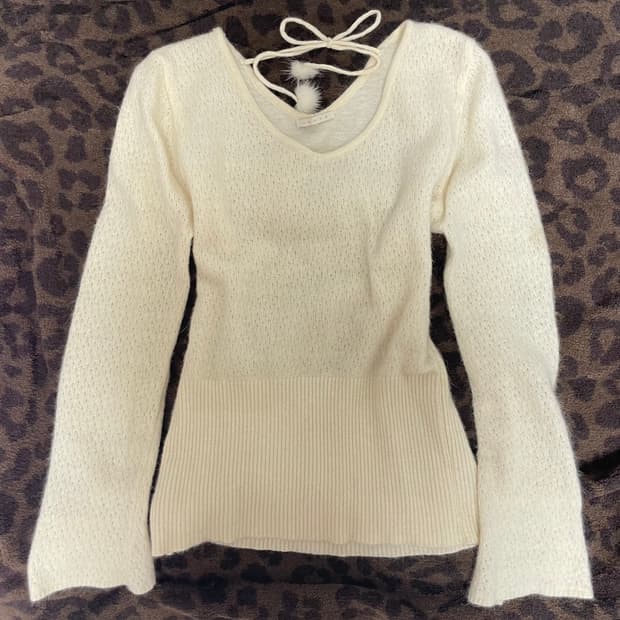 아이보리 폼폼 앙고라 빈티지니트 라떼갸루 모리걸