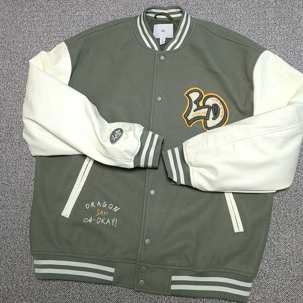 H&M 바시티 자켓 카키 L