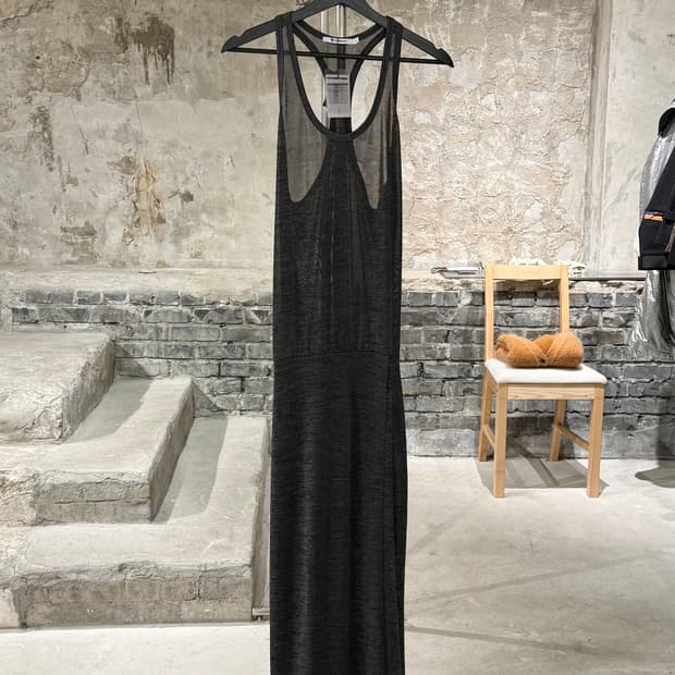 알렉산더 왕 차콜 슬리브리스 랩핑 폴리에스터 롱 원피스