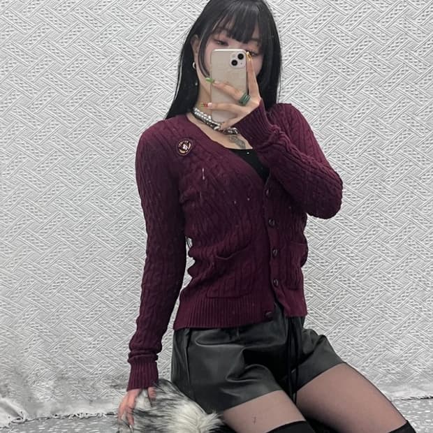 아베크롬비 빈티지 여리핏 슬림 꽈배기 가디건 M C09460