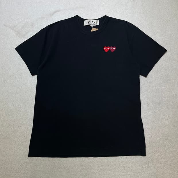 95 꼼데가르송 더블 하트와펜 반팔 티셔츠