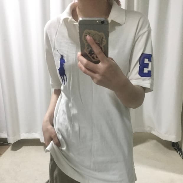 폴로 랄프로렌 화이트 블루 흰파 빅포니 카라 반팔 티셔츠