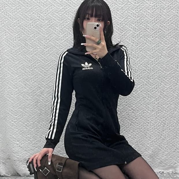 아디다스 Y2K 유로파 딱붙핏 져지 미니 원피스 90 C11121