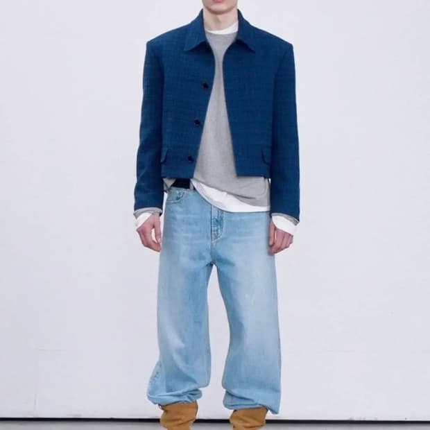 렉토 이카로 트위드 자켓 블루 S