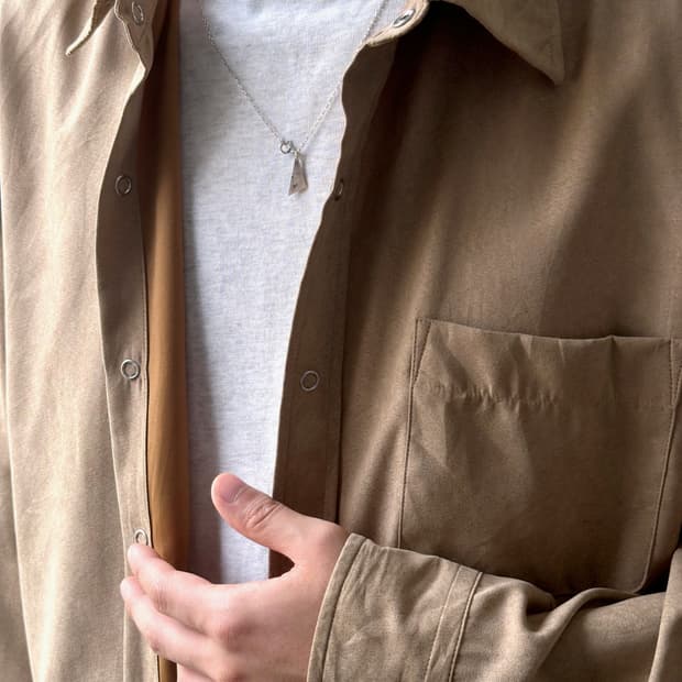 Fake suede fabric L/S shirt
