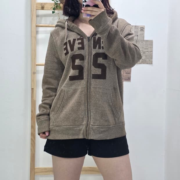 [프립]L/지오다노 양털 후드 집업 브라운