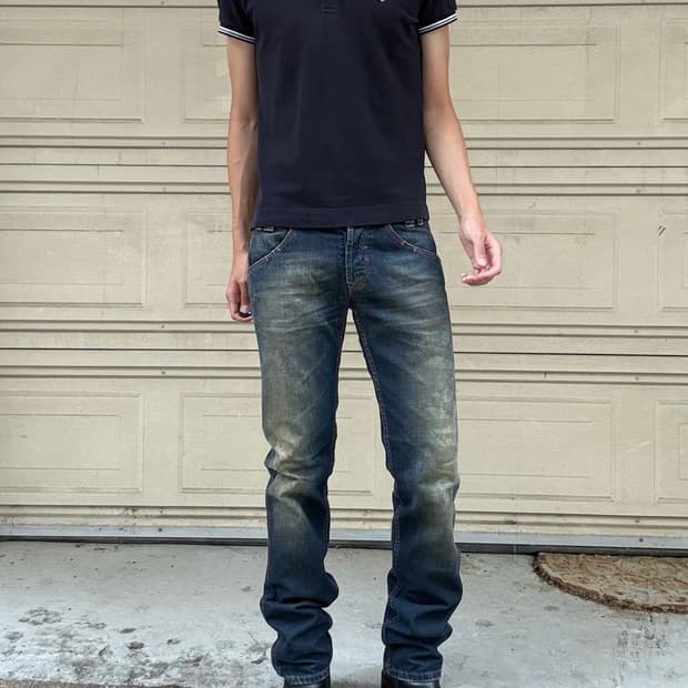 00s D&G Leather patch denim