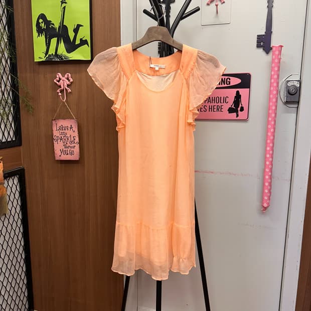 Vanessa Bruno, Coral Frill Chiffon Dress