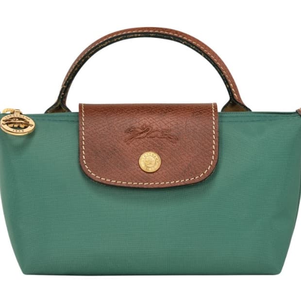 롱샴 르 플리아쥬 미니 핸들 파우치 그린