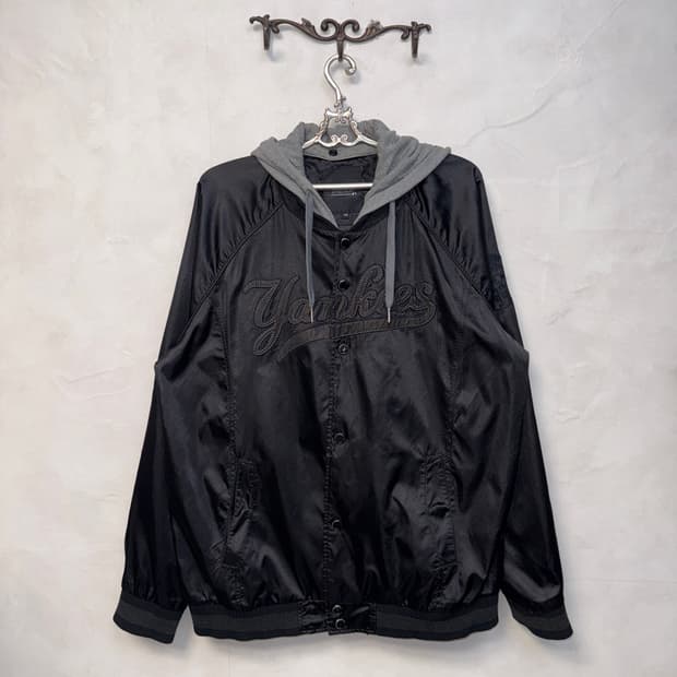 MLB black yankees hood layered over jk