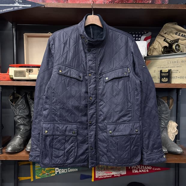 바버 인터내셔널 플리스 안감 퀼팅 모터사이클 자켓 N1149