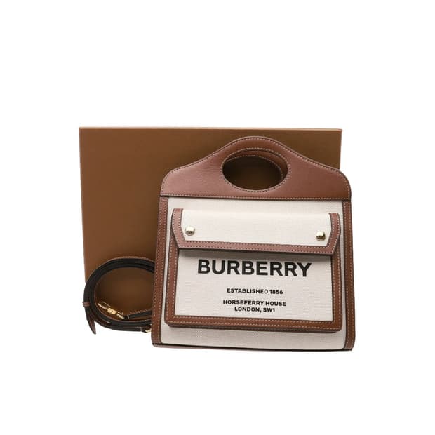 [S급] 버버리 투톤 캔버스 앤 레더 포켓 백 미니 판매합니다!!!