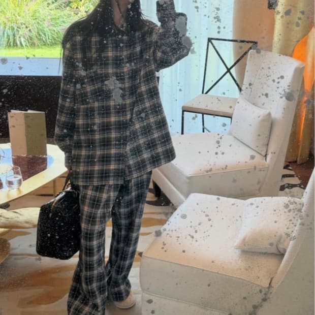 (L,XL) ERL 이알엘 Blue Plaid 체크셔츠