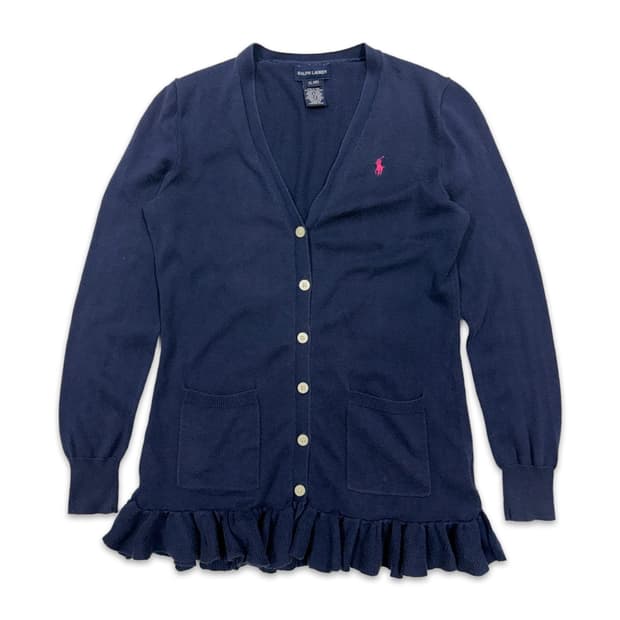 빈티지 랄프 로렌 네이비 프릴 가디건