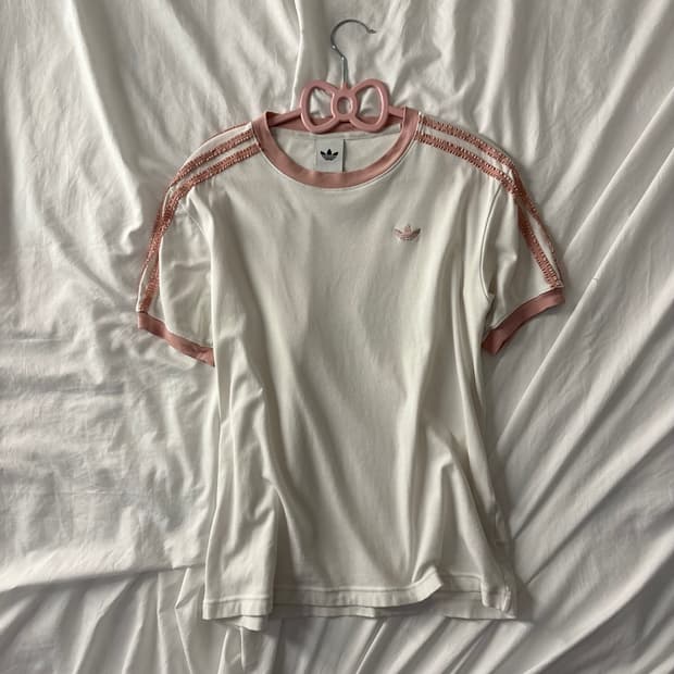 아디다스 화이트 핑크 발레코어 반팔