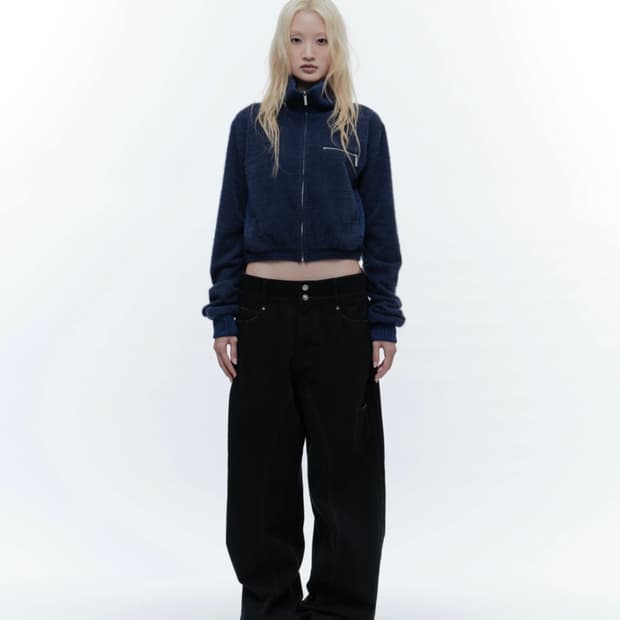 웻태그 하이넥 니트집업