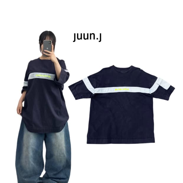 준지 리플렉티브 오버핏 반팔 티셔츠