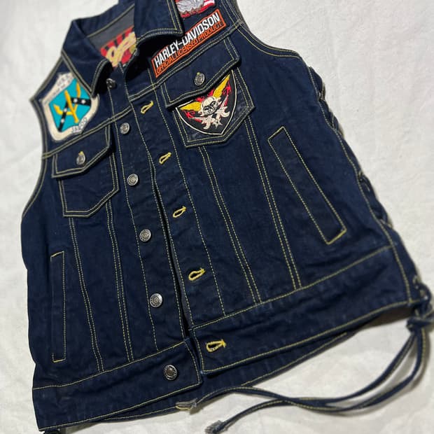 진청워싱 할리 커스텀 청조끼