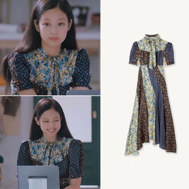 [제니 착용] 산드로(SANDRO) Nilana 패치워크 원피스