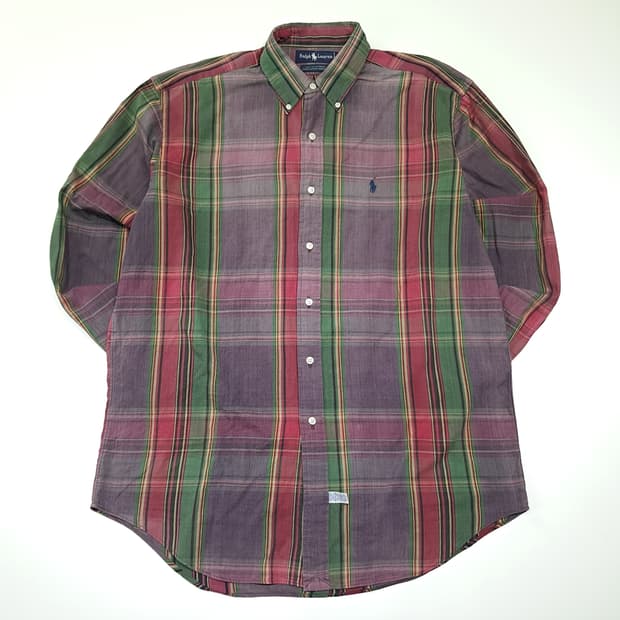 CK156 2XL 폴로 90s 빈티지 매드라스체크 버튼다운 셔츠 남방