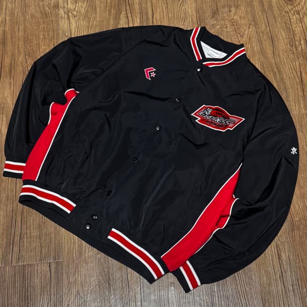 컨버스 블랙 레드 올드스쿨 바시티 자켓