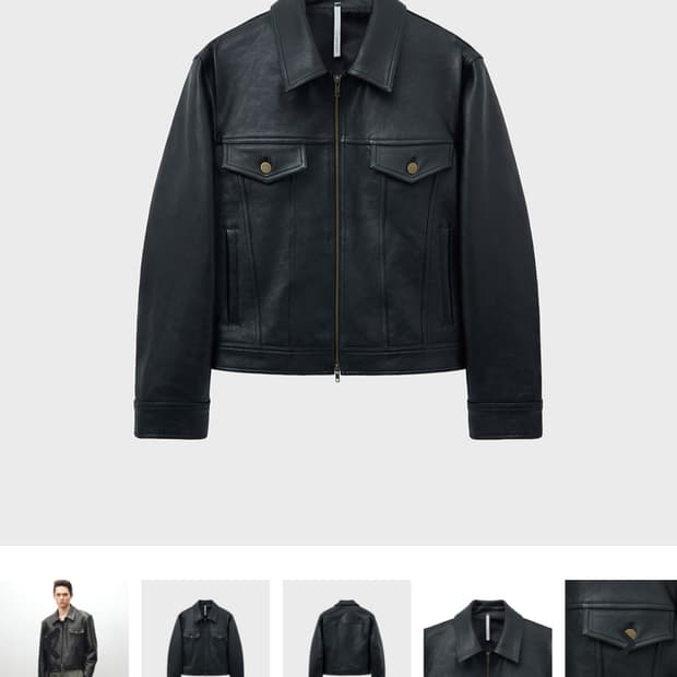 노이어 엔틱 카우 레더 트러커 자켓 블랙