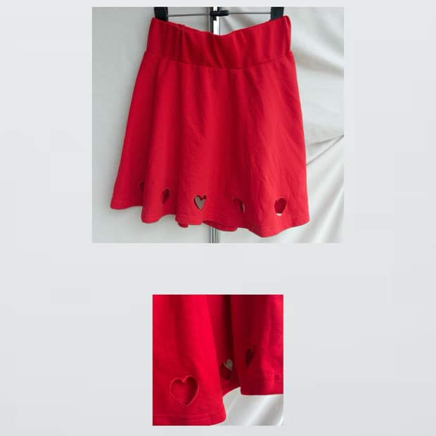 Red Heart Skirt 하트 펀칭 스커트