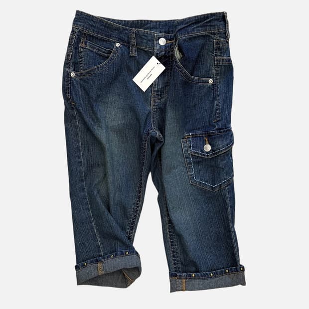 stud turn-up denim shorts