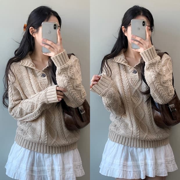 폴로 버튼업 니트