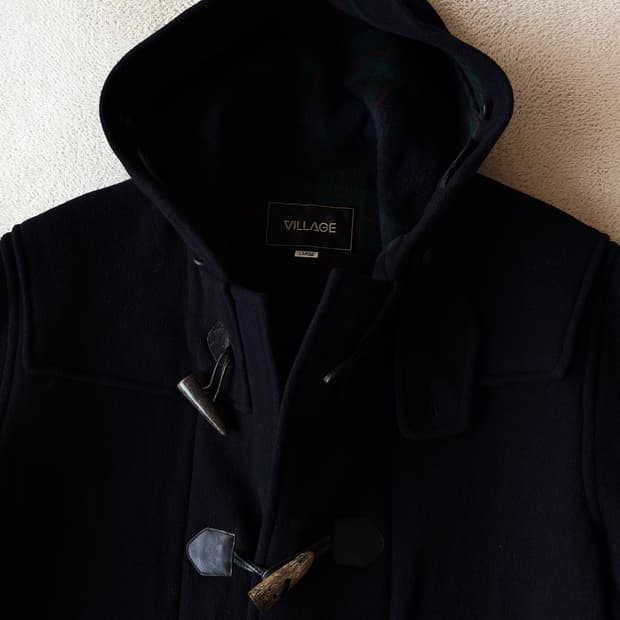 JAPAN 울·큐프라 후드 더플코트