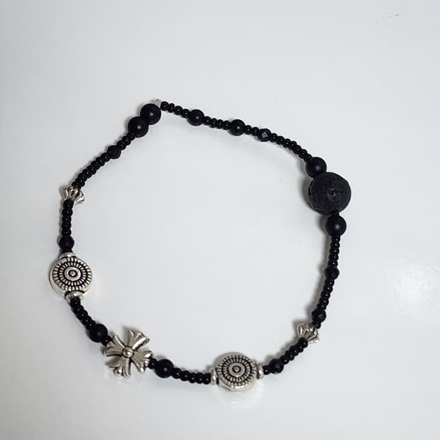 남자 십자가 화산석 팔찌