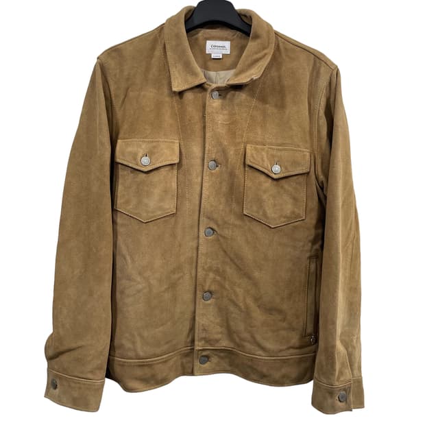 L 커버낫 가죽 스웨이드 트러커 자켓