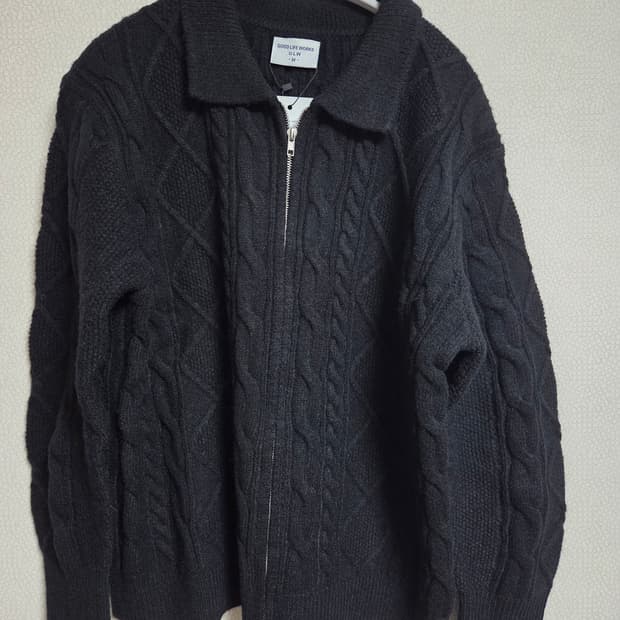 굿라이프웍스 케이블 니트 집업 블랙 M