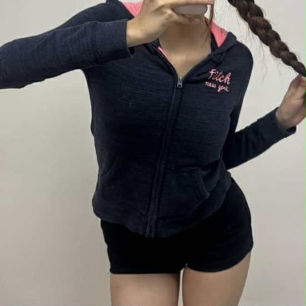 아베크롬비 네이비 여리핏 후드집업 희귀져지(S)