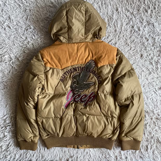 지프 백로고 빈티지 후드 봄버 패딩