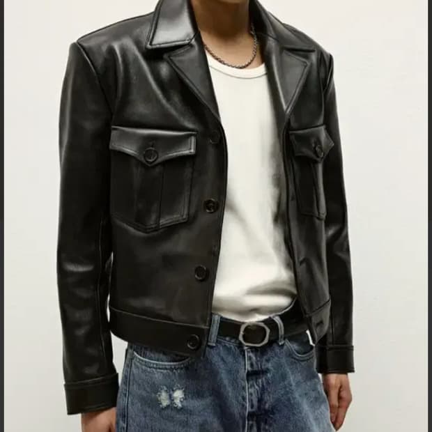 새상품 세비지 Military Leather Jacket - Black