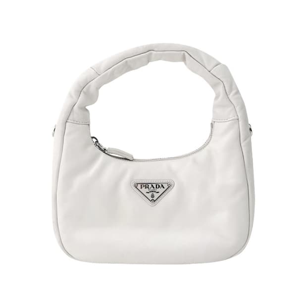 PRADA 프라다 패딩 소프트 나파 가죽 미니백 핸드백 크로스백 화이트