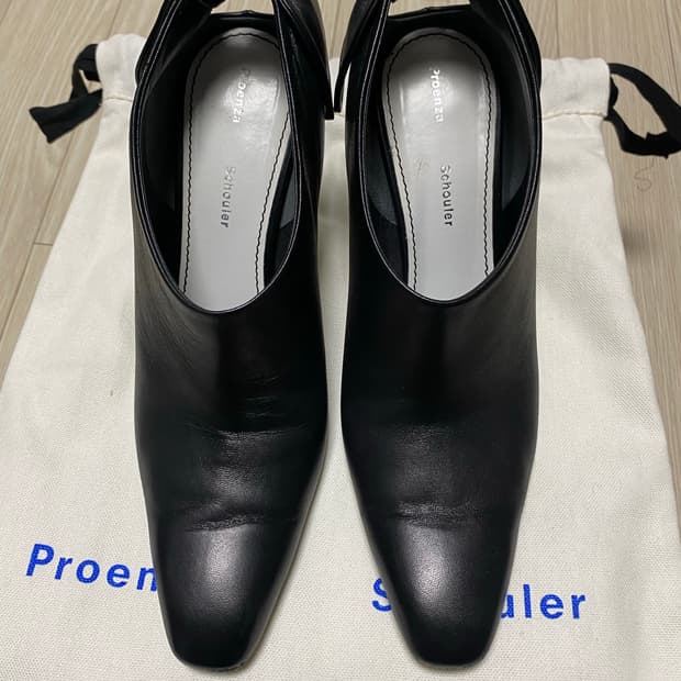 Proenza Schouler 블랙 가죽 앵클 부츠 37