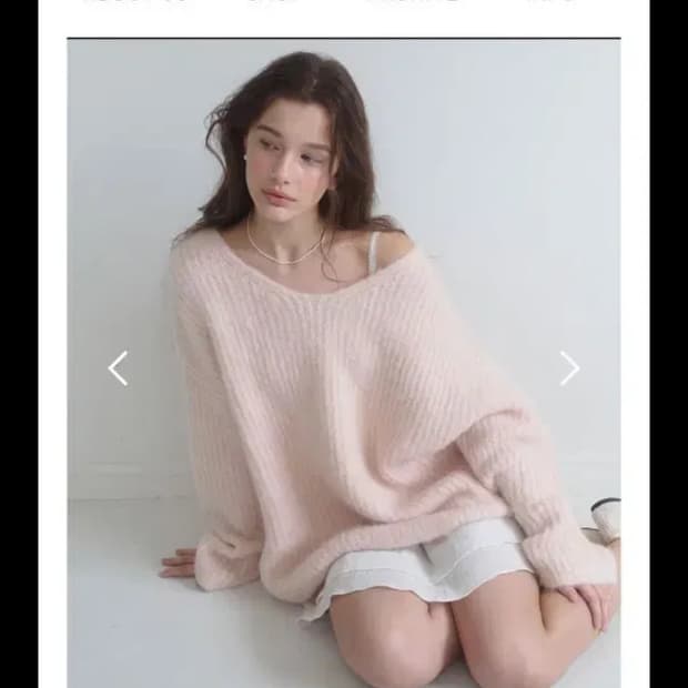 (구해요) 아카이브제이투유 오버사이즈 알파카 브이넥 니트 핑크