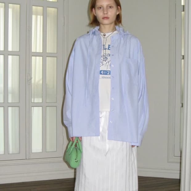 (후드 탈부착 가능)시눈 투웨이 셔츠 하늘색