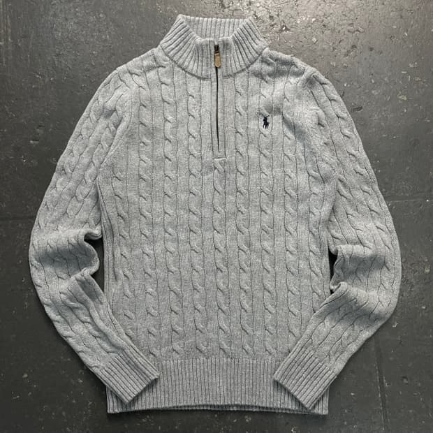 95 폴로 랄프로렌 꽈배기 반집업 니트