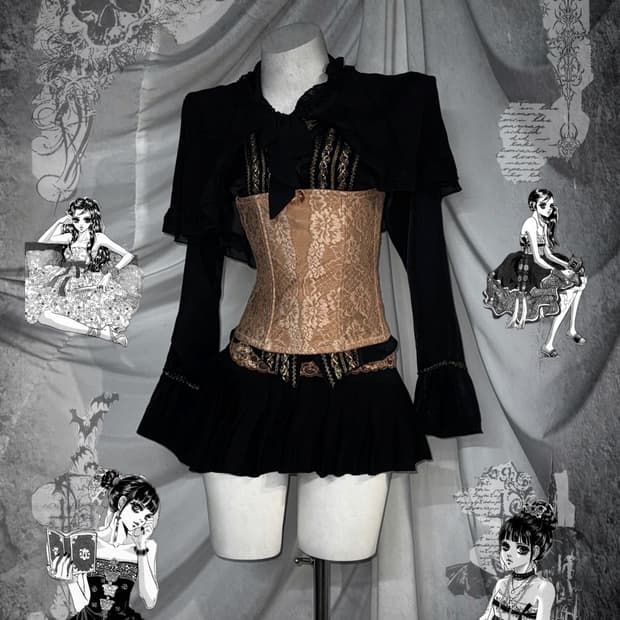 무채색 오리엔탈 고스고딕 블랙페어리 코디세트 