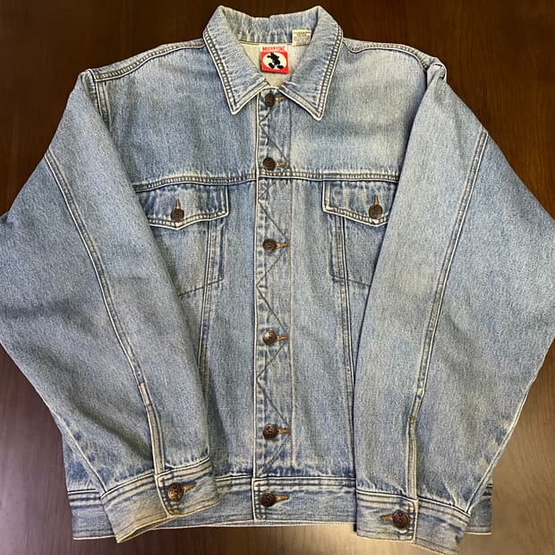  디즈니 미키 90s 월트 디즈니 월드 백로고 데님 트러커 자켓