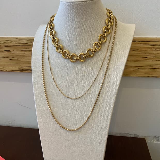빈티지 골드 레이어드 목걸이 두줄