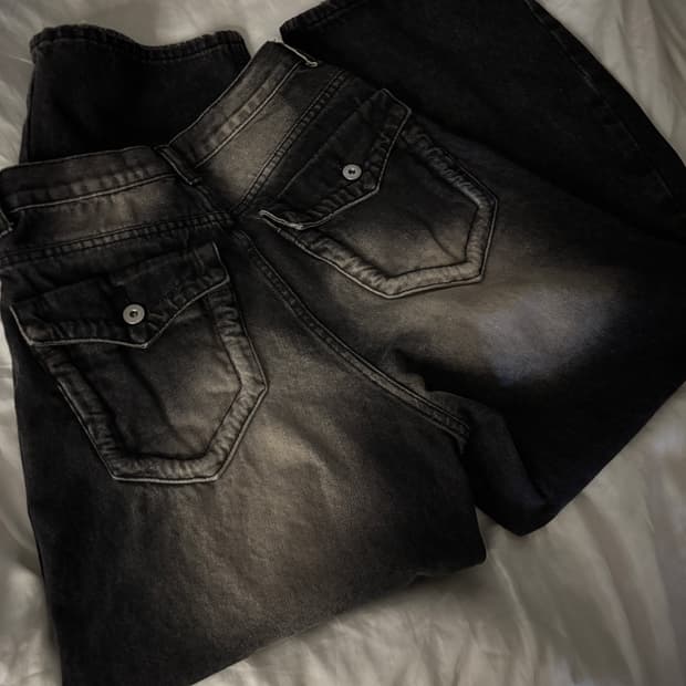 힙포켓 데님 흑청