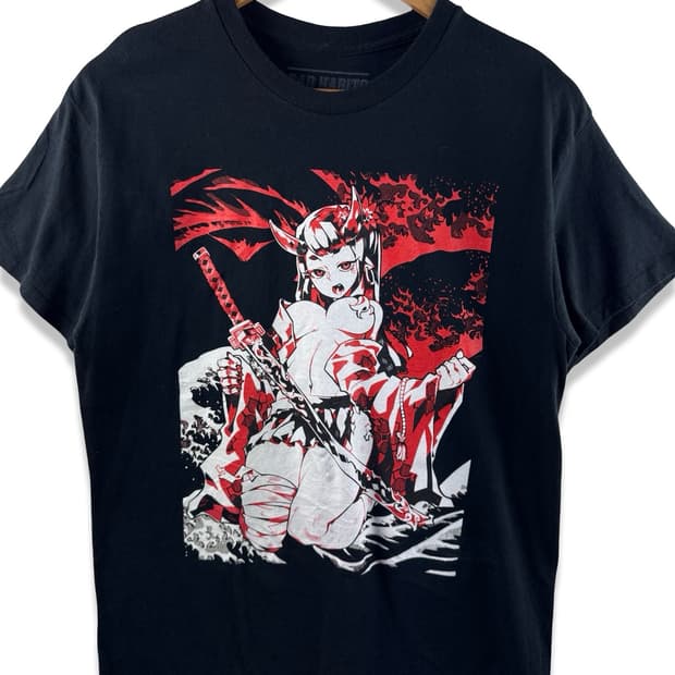 Bad Habits 카타나 그래픽 다크애니 티셔츠2078