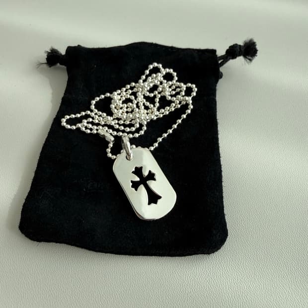 크롬하츠 타이니 도그택 실버 롤체인포함