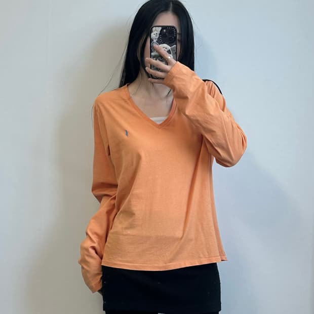 폴로 랄프로렌 자수로고 브이넥 롱 슬리브 긴팔티