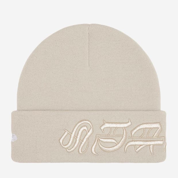 Supreme 뉴에라 블랙레터 비니 스톤 - 25SS