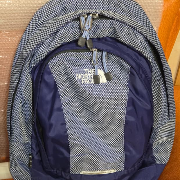 노스페이스 블루 체크 백팩
